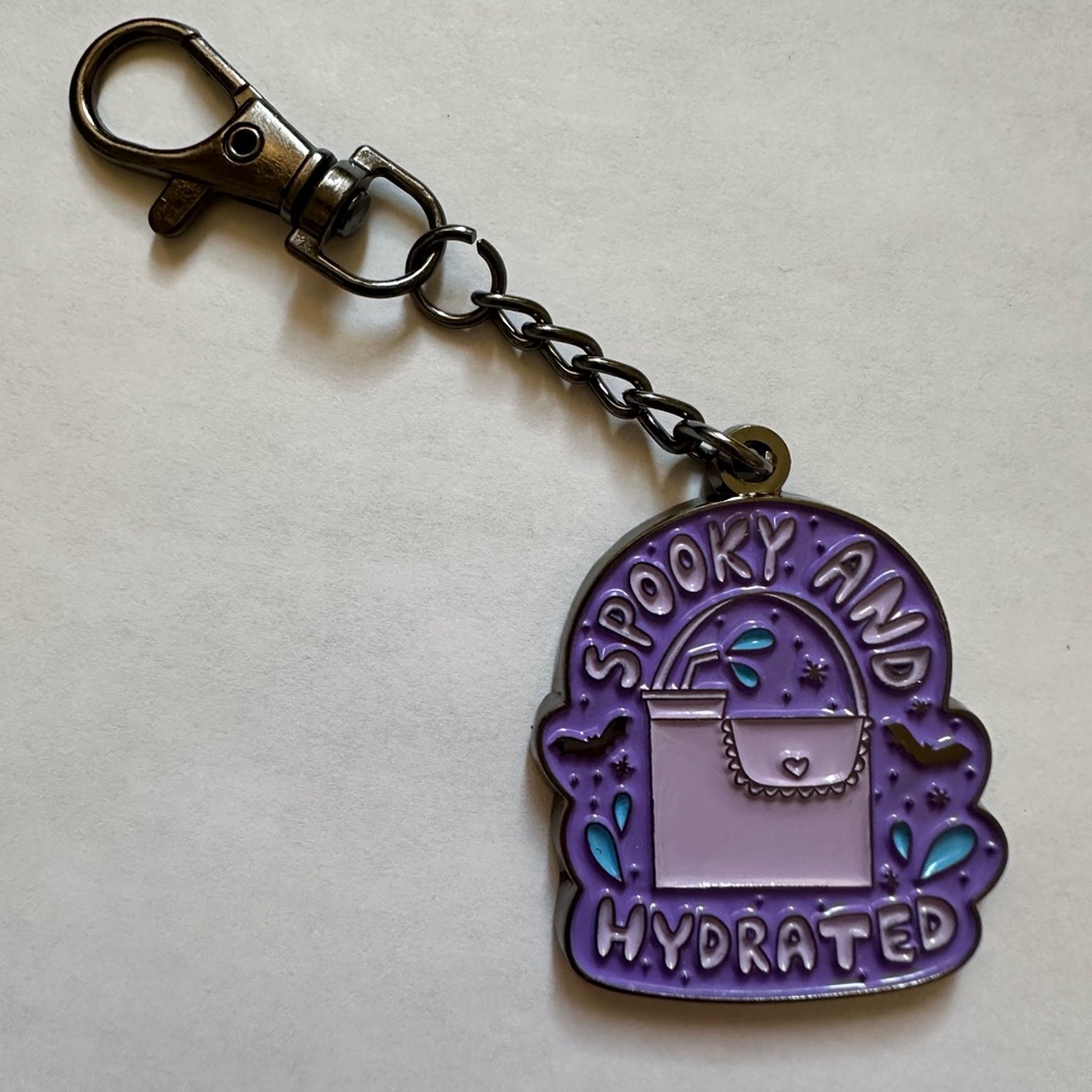 Kate Gabrielle Spooky and Hydrated Purple Keychain Bag Charm with Clip
